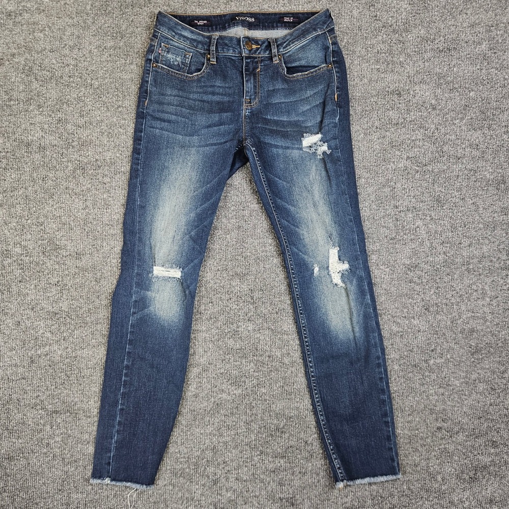Vigoss The Jagger Skinny Jeans Womens 28 Distressed Dark Wash Denim Mid Rise‎